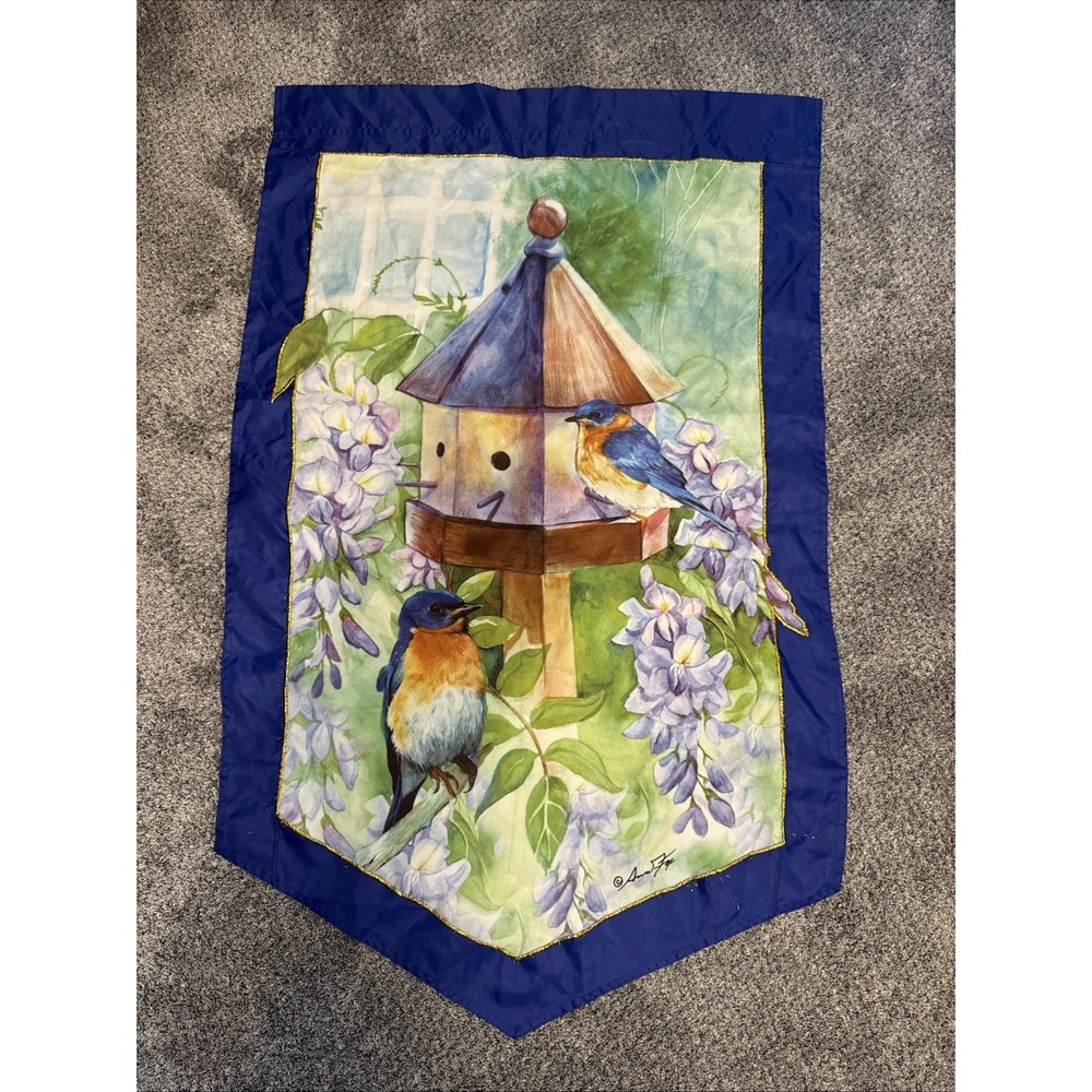 48"x29.5" ANN FOX - Bluebirds Garden Flag